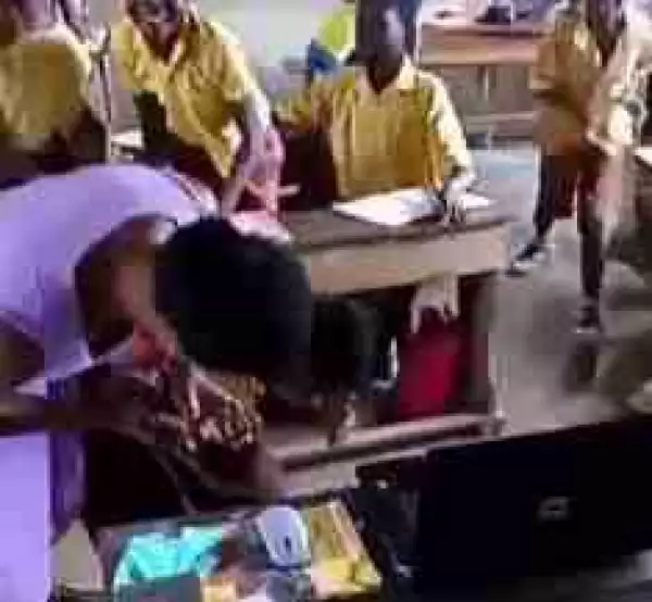 Funny Video Of Primary School Girl Who Is Seeing A Laptop For The First Time And Is Scared Touse It